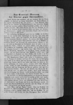 Das Central-Bureau des Vereins gegen Thierquälerei.