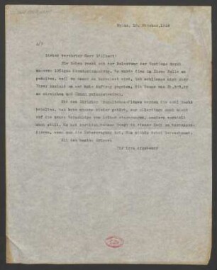 Brief an Eugen d' Albert : 18.10.1918