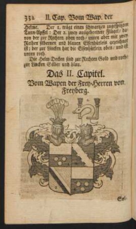 Das II. Capitel. Vom Wapen der Frey-Herren von Freyberg