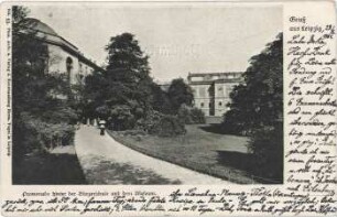 Gruss aus Leipzig: Promenade hinter der Bürgerschule und dem Museum