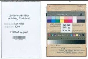 Entnazifizierung August Feldhoff , geb. 06.09.1901 (Schlosser)