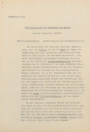 Erstes Trimester 1955/56