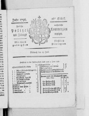 26tes Stück., Ausgabe vom 29. Juni 1796