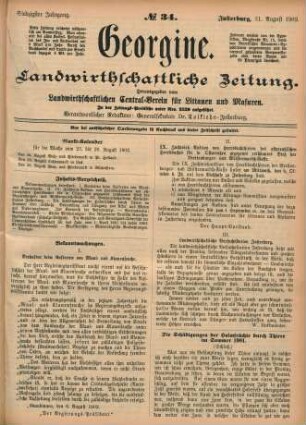 Siebzigster Jahrgang. No. 34. Insterburg, 21. August 1902.