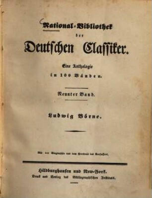 Ludwig Börne's Aphorismen und Fragmente : mit einer Auswahl seiner Pariser Briefe