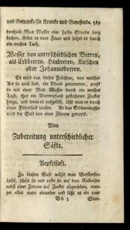 Von Zubereitung unterschiedlicher Säfte.