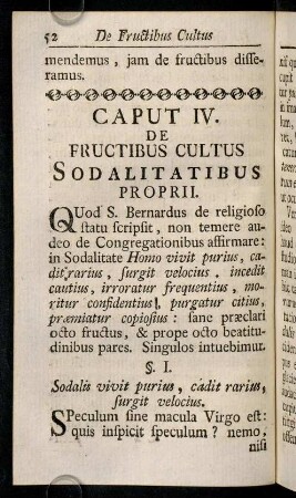 52-63, Caput IV. De Fructibus Cultus Sodalitatibus Proprii.