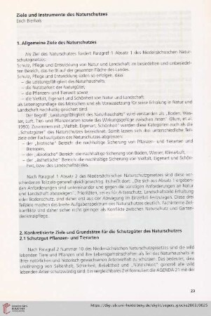Ziele und Instrumente des Naturschutzes