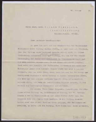 Schreiben an Roland Eisenlohr (Brief)
