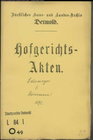 Ostermeiers Kinder Vormunde gegen Hertz Heinemann (Heidemann) zu Langenholzhausen - Schuldforderung