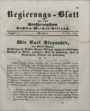 Nr. 5 : 21. März 1861