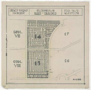 Belegungspläne Trinitatis (Original) Südwestkirchhof Stahnsdorf - Feld 14,15 Wahl-und Reihenstellen
