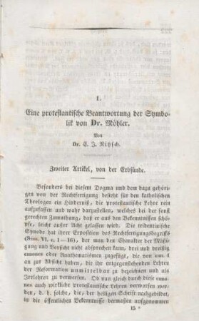 221-275 Eine protestantische Beantwortung der Symbolik von Dr. Möhler