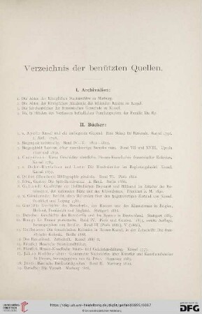Verzeichnis der benützten Quellen
