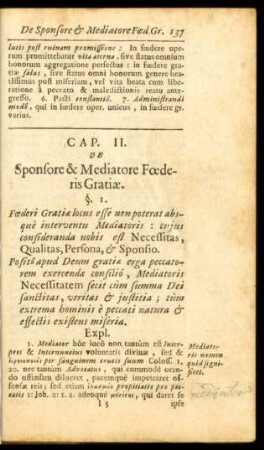 Cap. II. De Sponsore & Mediatore Foederis Gratiae.