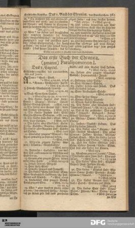 Das erste Buch der Chronica. (genannt) Paralipomenon I.