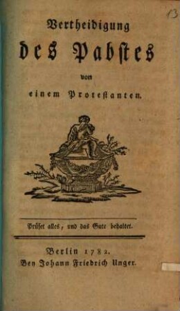 Vertheidigung des Pabstes
