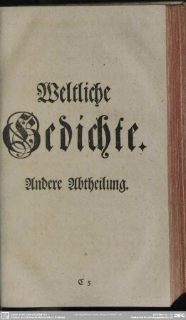 Weltliche Gedichte. Andere Abtheilung