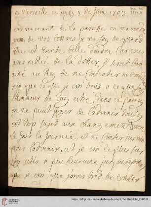 Elisabeth Charlotte (Liselotte) von der Pfalz - Briefe: Brief von Elisabeth Charlotte (Liselotte) von der Pfalz, Herzogin von Orléans, an Madame de Ludres?