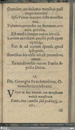 25. Dn. Georgio Bruckmeiero, Onomasteria celebranti