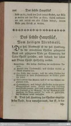 Das sechste Hauptstück, Vom heiligen Abendmahl
