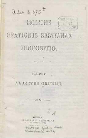 Ciceronis orationis Sestianae dispositio
