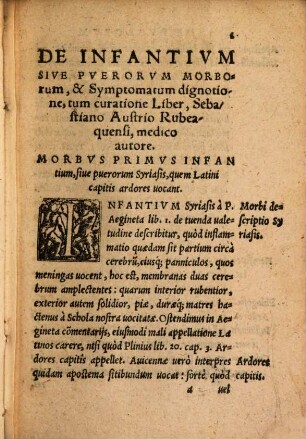 De infantium sive puerorum, morborum, & symptomatum, dignotione, tum curatione liber