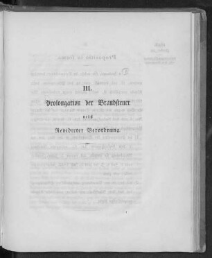 III. Prolongation der Brandsteuer nebst revidirter Verordnung.
