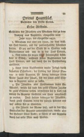 Drittes Hauptstück. Geschichte des Volks Gottes