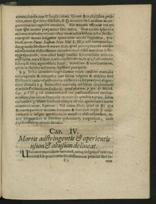 Cap. IV. Martis adstringentis & aperientis usum & abusum delineat.