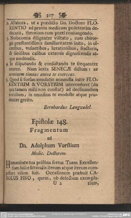 Epistolae 148. Fragmentum ad Dn. Adolphum Vorstium Medic. Doctorem