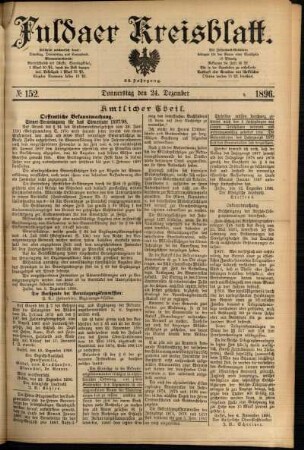 Erste Ausgabe vom Donnerstag, den 24. Dezember 1896.