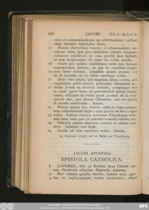 Iacobi Apostoli Epistola Catholica.