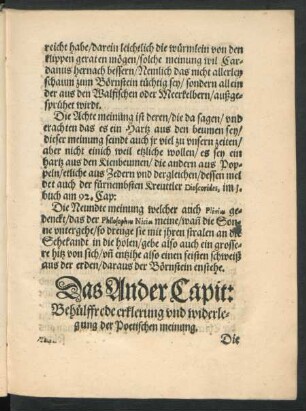 Das Ander Capit: Behülffrede erklerung und widerlegung der Poetischen meinung.
