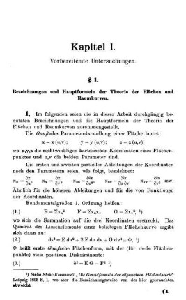 § 1. Bezeichnungen und Hauptformeln der Theorie der Flächen und Raumkurven.