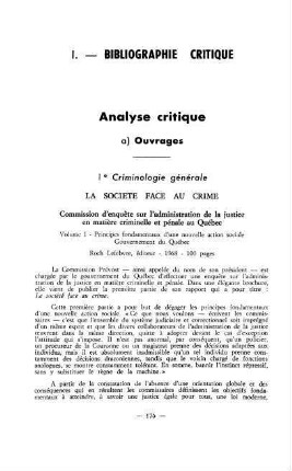 175-177, 1. Criminologie générale