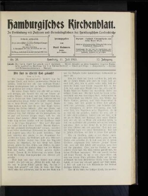 Nr. 28. Hamburg, 11. Juli 1915. 12. Jahrgang.