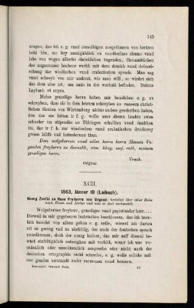 145-153, XCII. 1563, Jänner 10 (Laibach)