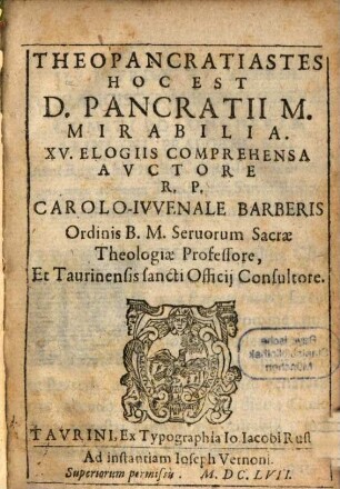 Theopancratiastes : h. e. D. Pancratii mirabilia
