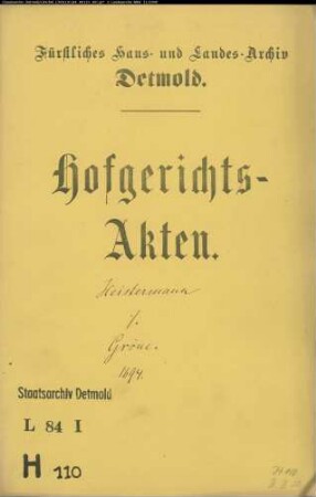 Heistermann, Joh. Georg, Amtschreiber gegen Gröne zu Obernhausen - Schuldforderung