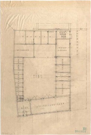 Fischer, Theodor; München, Lindwurmstr.; Garage, Tankstelle und Fahrschule Eibl - Grundriss