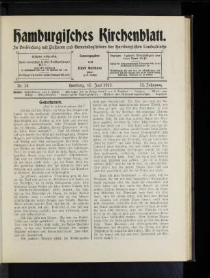 Nr. 24. Hamburg, 13. Juni 1915. 12. Jahrgang.