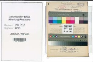 Entnazifizierung Wilhelm Lemmen , geb. 28.11.1897 (Montagemeister)