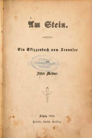 Am Stein : ein Skizzenbuch vom Traunsee