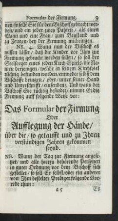 Das Formular der Firmung ...