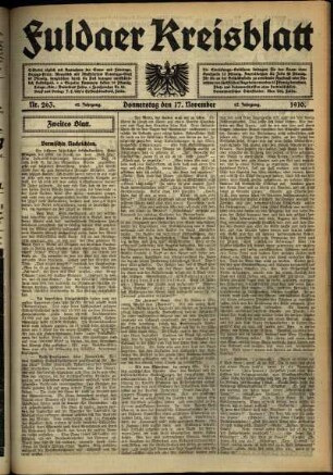 Zweite Ausgabe vom Donnerstag, den 17. November 1910.
