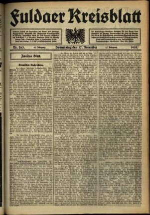 Zweite Ausgabe vom Donnerstag, den 17. November 1910.