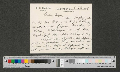 Briefkarte an Werner von Melle