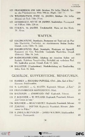 Gemälde, Kupferstiche, Miniaturen (Nr. 131-159)