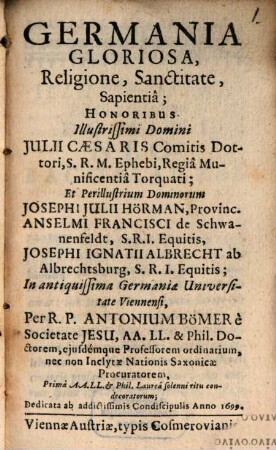 Germania gloriosa, religione, sanctitate, sapientia